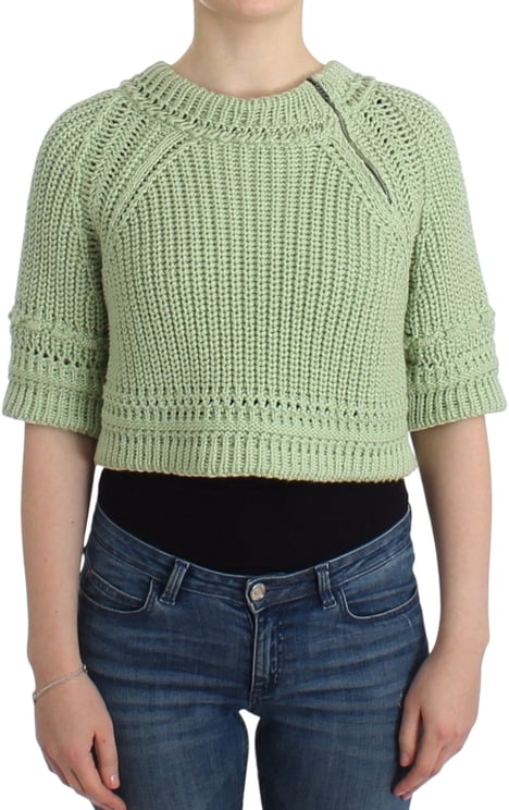 Ermanno Scervino Ermanno Scervino Green Cropped Knit Sweater Knitted Jumper