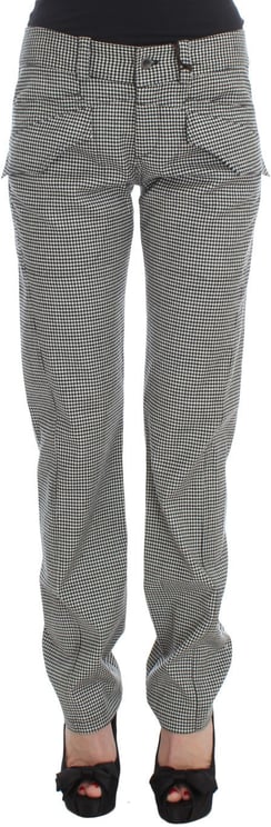 Ermanno Scervino Ermanno Scervino Black White Checkered Cotton Casual Pants