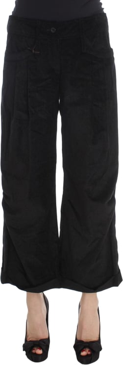 Ermanno Scervino Ermanno Scervino Black Velvet Cotton Capri Bootcut Pants