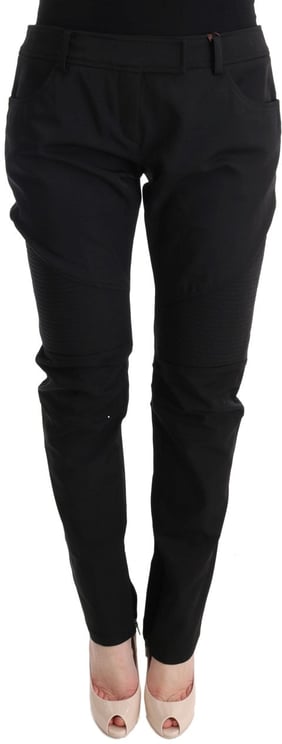 Ermanno Scervino Ermanno Scervino Black Cotton Slim Fit Casual Pants