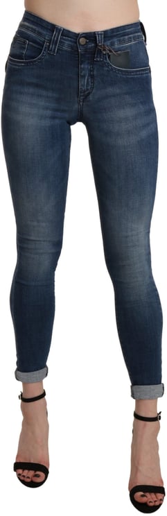 Ermanno Scervino Ermanno Scervino Blue Washed High Waist Skinny Cropped Cotton Jeans
