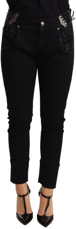 Ermanno Scervino Ermanno Scervino Black Low Waist Skinny Slim Trouser Cotton  Jeans