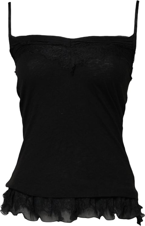 Ermanno Scervino Scervino Street Black Wool Sleeveless Square Neck Tank Top