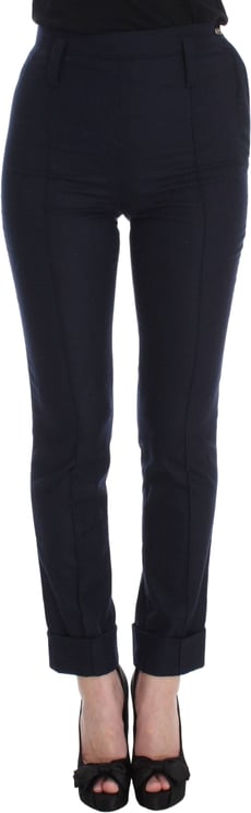 Ermanno Scervino Ermanno Scervino Blue Virgin Wool Slim Fit Casual Pants