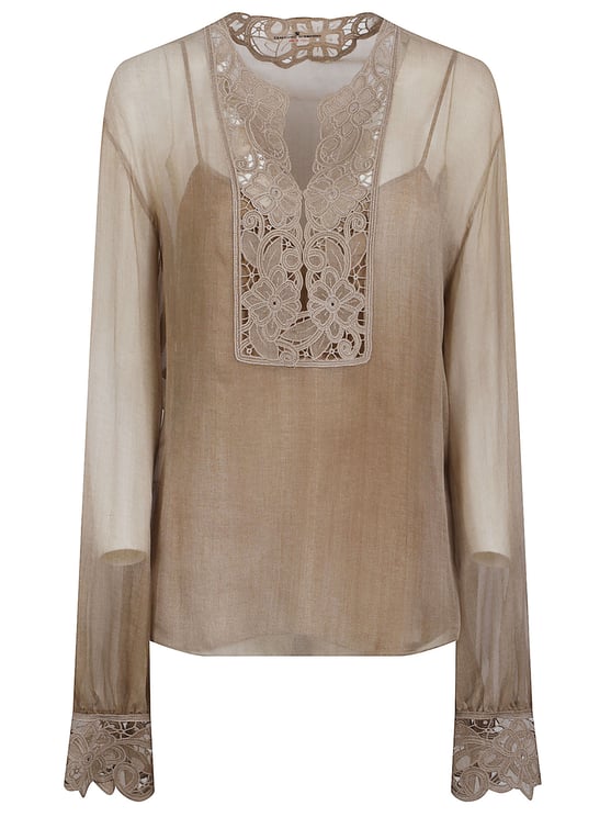 Ermanno Scervino Sheer Blouse with Delicate Lace Panels