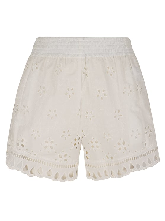 Ermanno Scervino Macrame Shorts with Intricate Floral Cutouts and Scalloped Edges