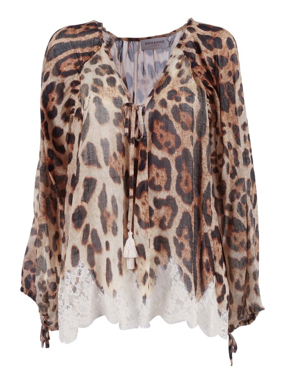 Ermanno Scervino Leopard Print Puff Blouse