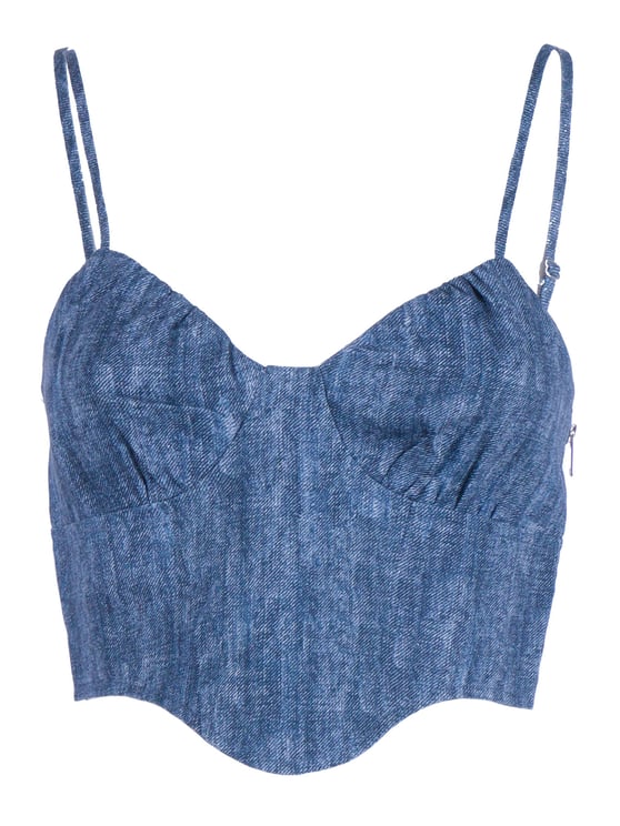 Ermanno Scervino Structured Linen Bustier Tank Top