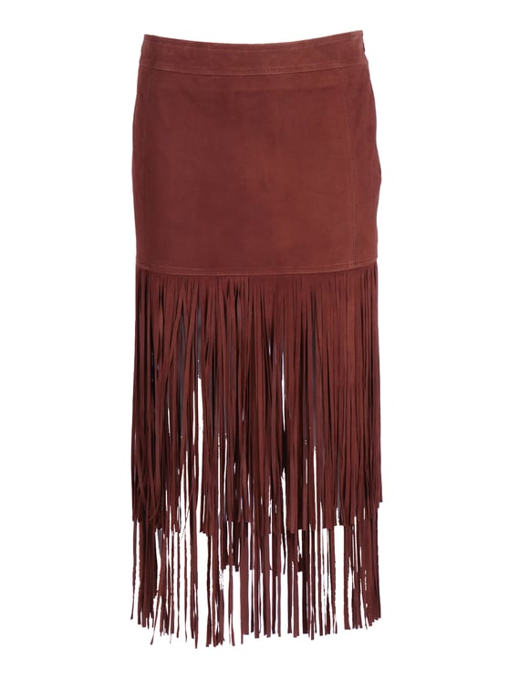 Ermanno Scervino Fringe Goat Leather Mini Skirt