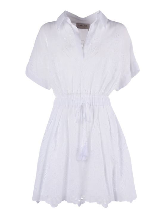 Ermanno Scervino Eyelet Embroidery Cinched Mini Dress