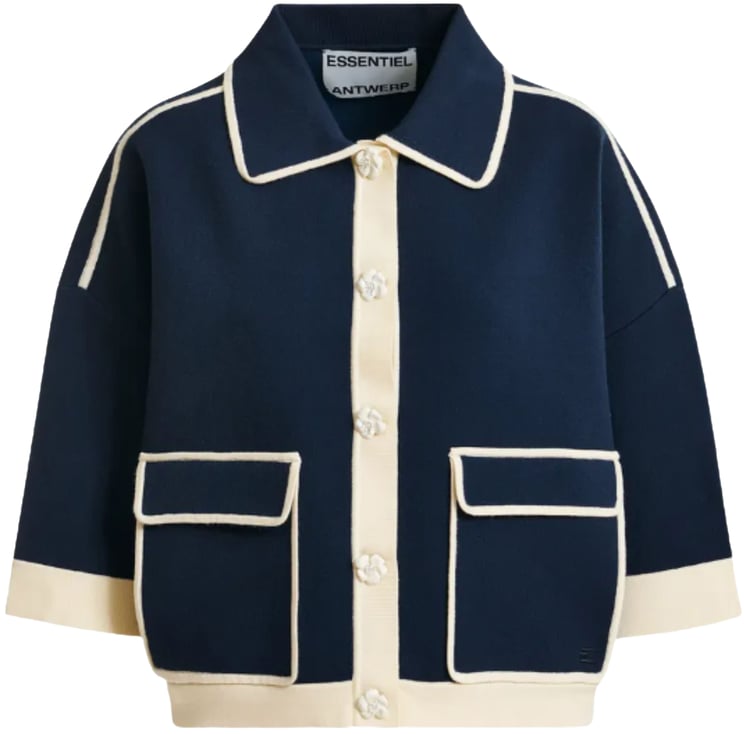 Essentiel Antwerp Essentiel Antwerp Knit Cardigan Vesten Donkerblauw Jugly