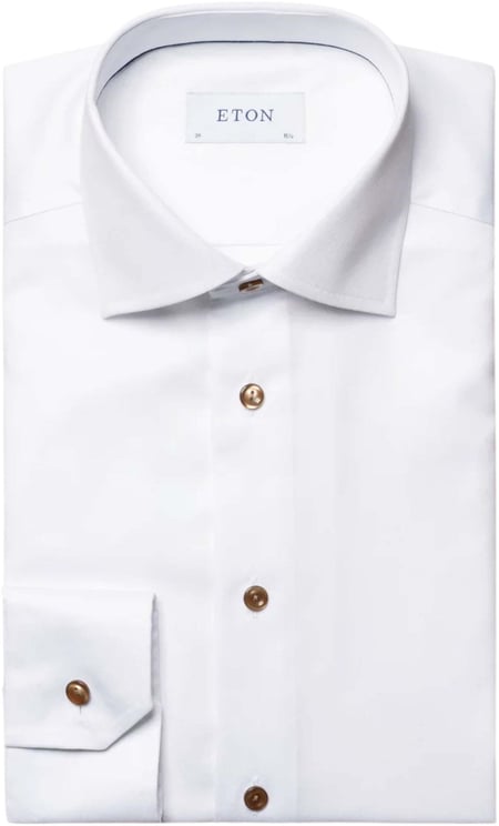 Eton Eton Signature Twill Brown Ribbon Shirt Lange Mouw Overhemden Wit 100010749