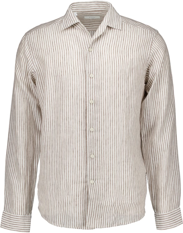 Eton Eton Striped Linen Shirt Lange Mouw Overhemden Beige 100014794