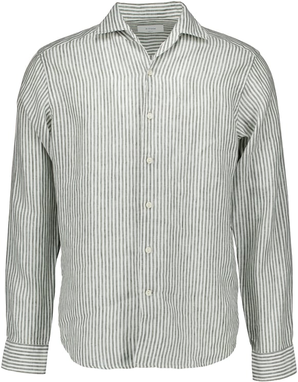 Eton Eton Striped Linen Shirt Lange Mouw Overhemden Groen 100014794