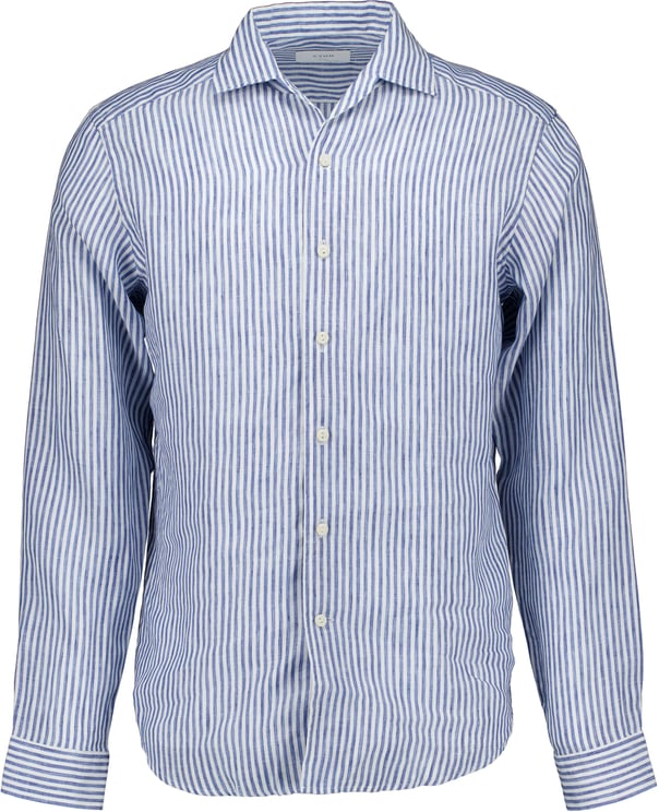 Eton Eton Striped Linen Shirt Lange Mouw Overhemden Lichtblauw 100014794