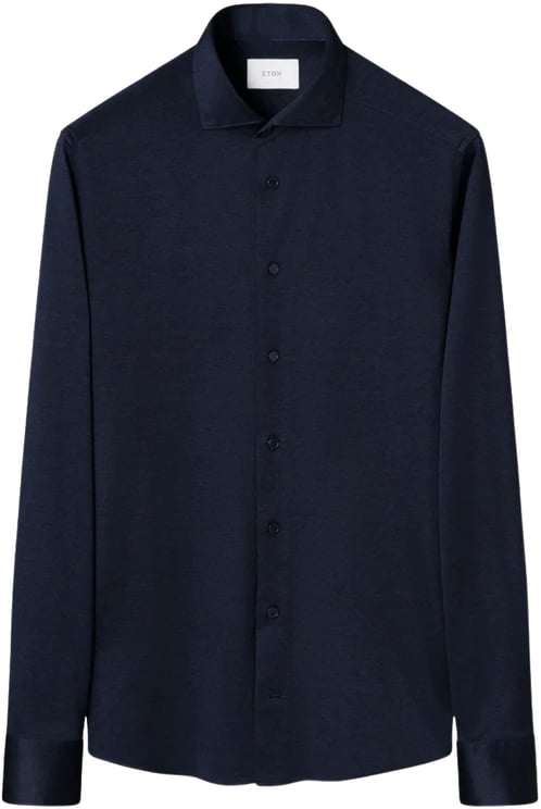 Eton Eton Filo Di Scozia Knit Shirt Lange Mouw Overhemden Donkerblauw 100014987