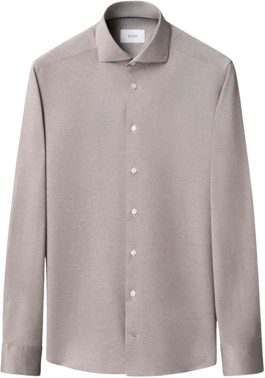 Eton Eton Filo Di Scozia Knit Shirt Lange Mouw Overhemden Grijs 100014987