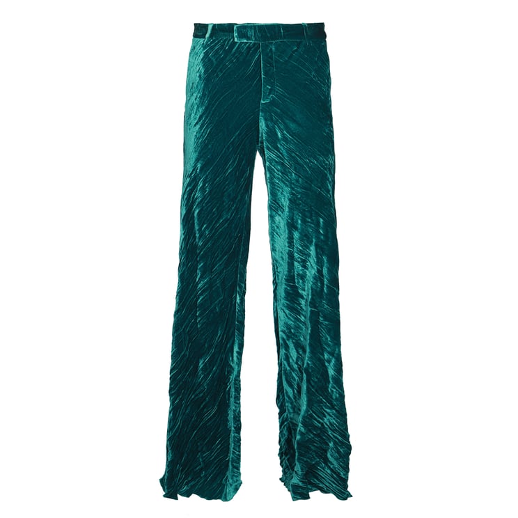 Etro Froissé Velvet Trousers With Concealed Zip And Side Pockets