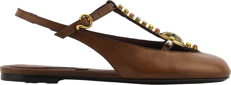 Etro T-bar Slingback Ballerina Brwon