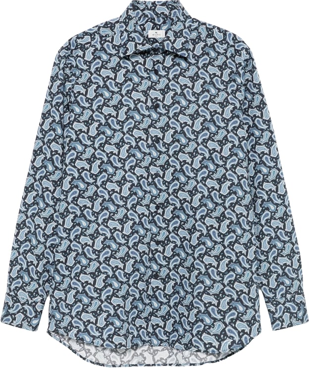 Etro Roma Cobalt Blue Paisley Cotton Shirt
