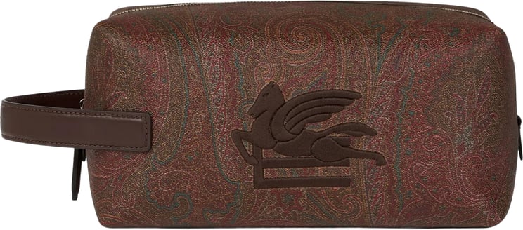 Etro Rectangular Brown Paisley 25X12X12 Side-Handle Pouch