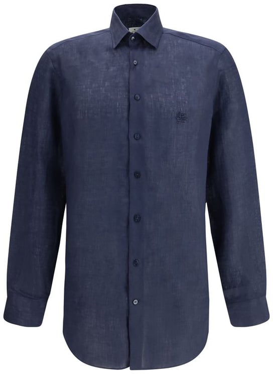 Etro Etro Blue Linen Dress Shirt