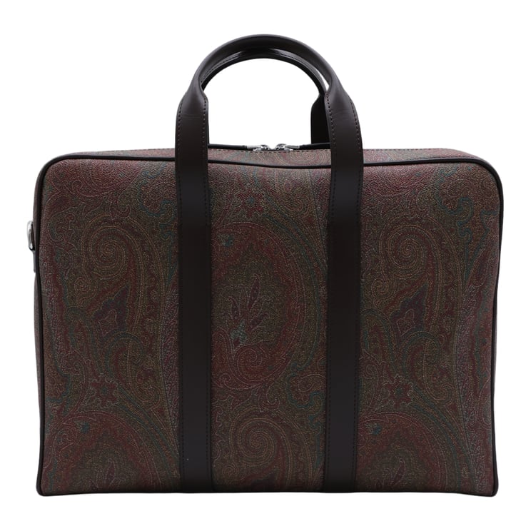 Etro Structured Briefcase-Style Bag With Dark Paisley Pattern