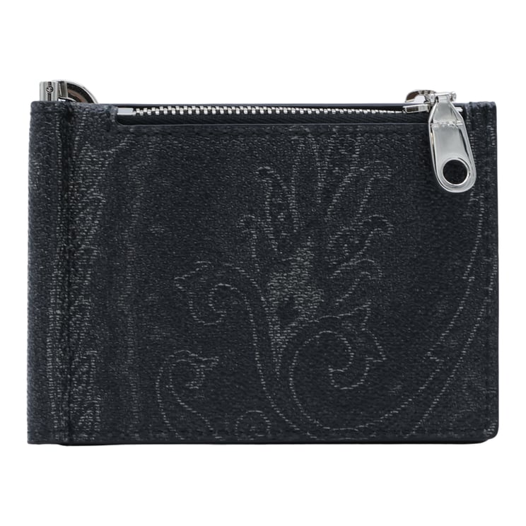 Etro Compact Textured Wallet With Paisley Embossing