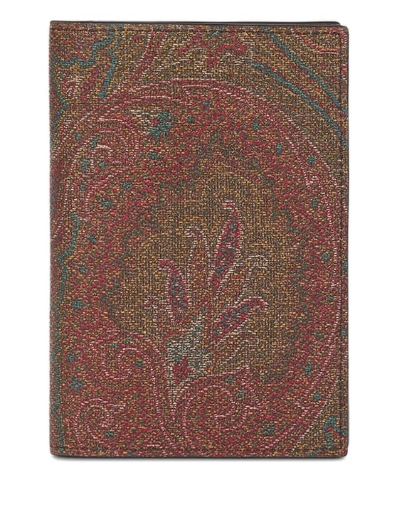 Etro Brown Paisley Pattern Leather Passport Holder