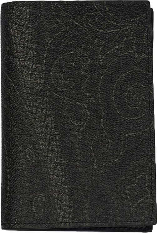 Etro Textured Black Leather Emblem Passport Holder