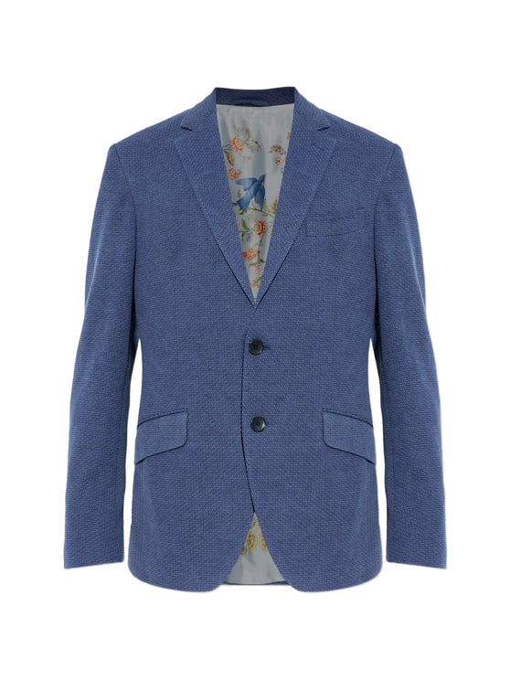Etro Roma Jersey Blue Textured Floral-Lined Jacket
