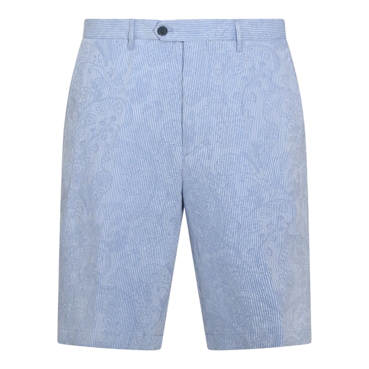 Etro Tailored Blue Shorts with Stripe Pattern