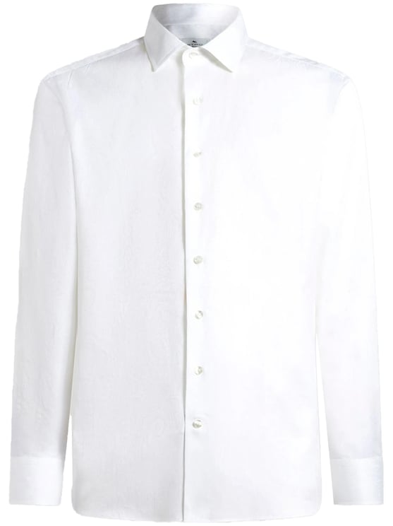 Etro White Roma Classic Long-Sleeve Cotton Shirt