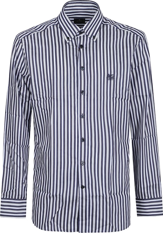 Etro Roma Logo Botton Down Long Sleeve Shirt White
