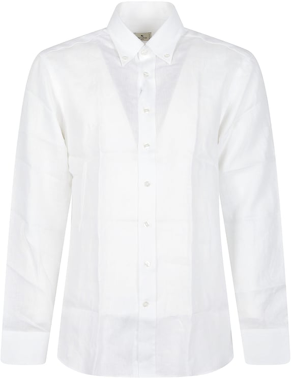 Etro Long Sleeve Pegaso Logo Roma Botton Down Shirt White