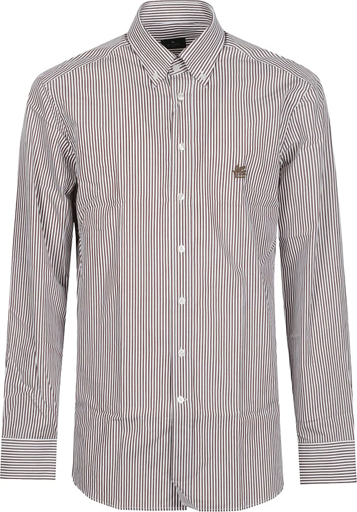 Etro Roma Logo Botton Down Long Sleeve Shirt White