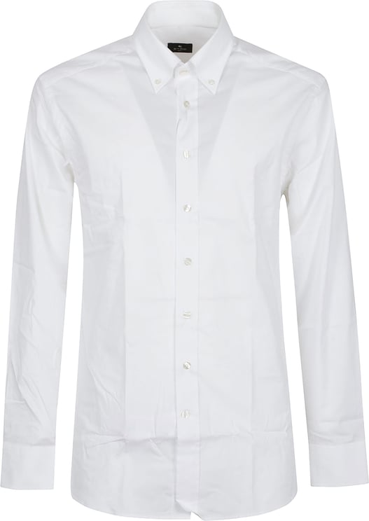 Etro Roma Logo Botton Down Long Sleeve Shirt White