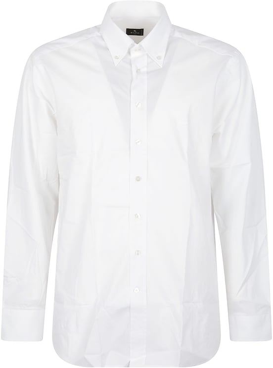 Etro Long Sleeve Pegaso Logo Roma Botton Down Shirt White