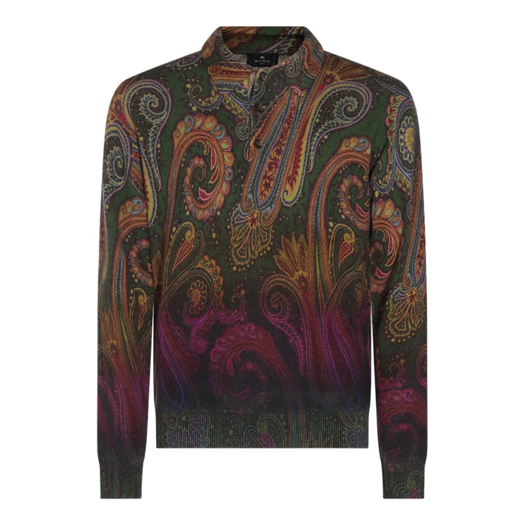 Etro Paisley Knit Sweater with High Collar