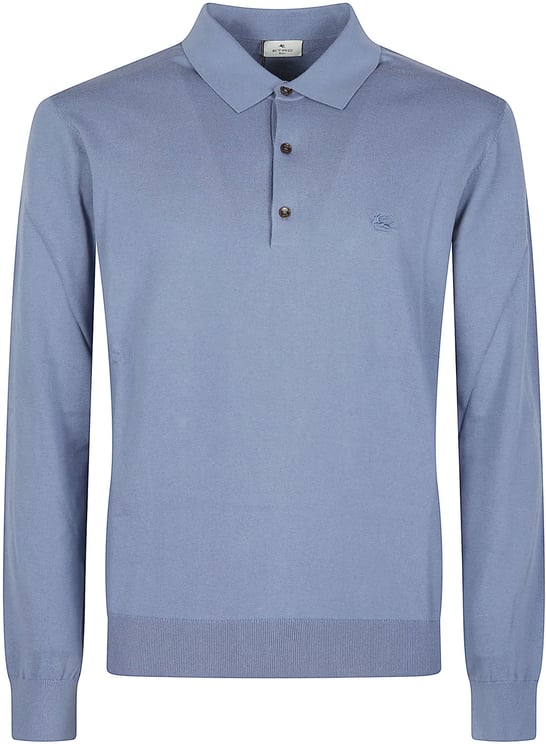 Etro Long Sleeve Polo Shirt Blue