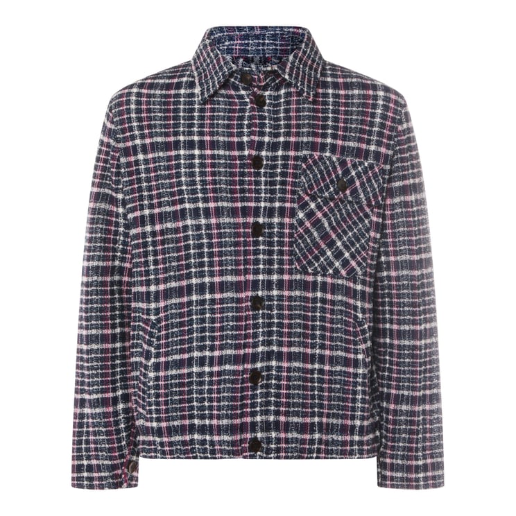 Etro Textured Plaid Jacket with Classic Collar and Chest Pocket