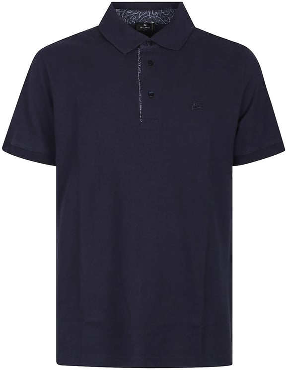 Etro Roma Short Sleeve Printed Details Polo Shirt Blue
