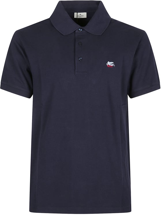 Etro Short Sleeve Plain Pegaso Embroidery Logo  Roma Polo Shirt Blue