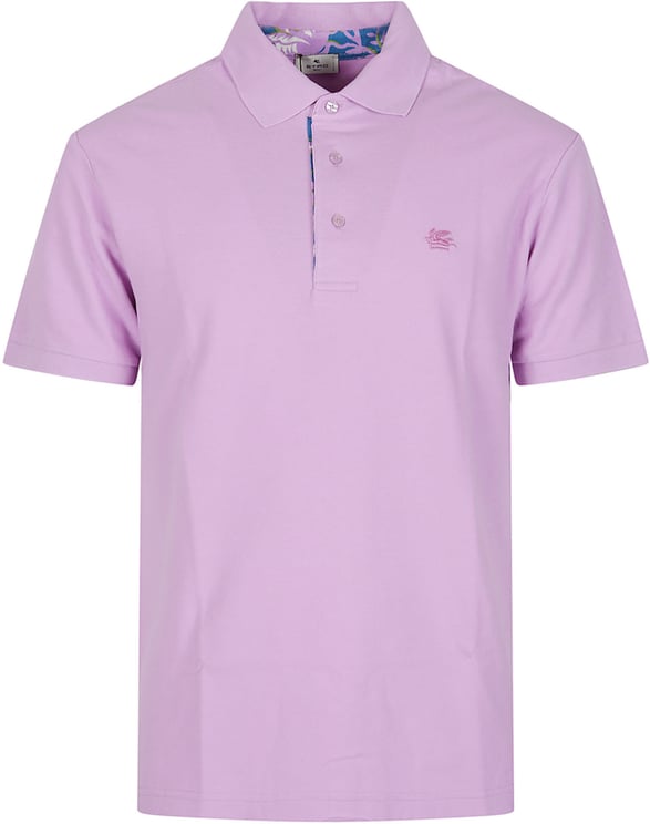 Etro Short Sleeve Embroidery Logo Roma Polo Shirt Pink