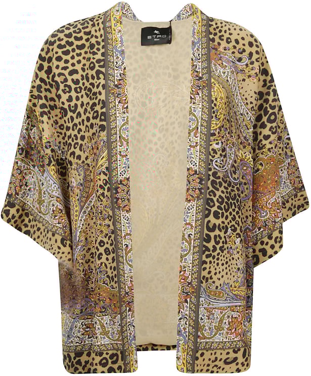 Etro Short Sleeve Printed Kesa Jacket Brown