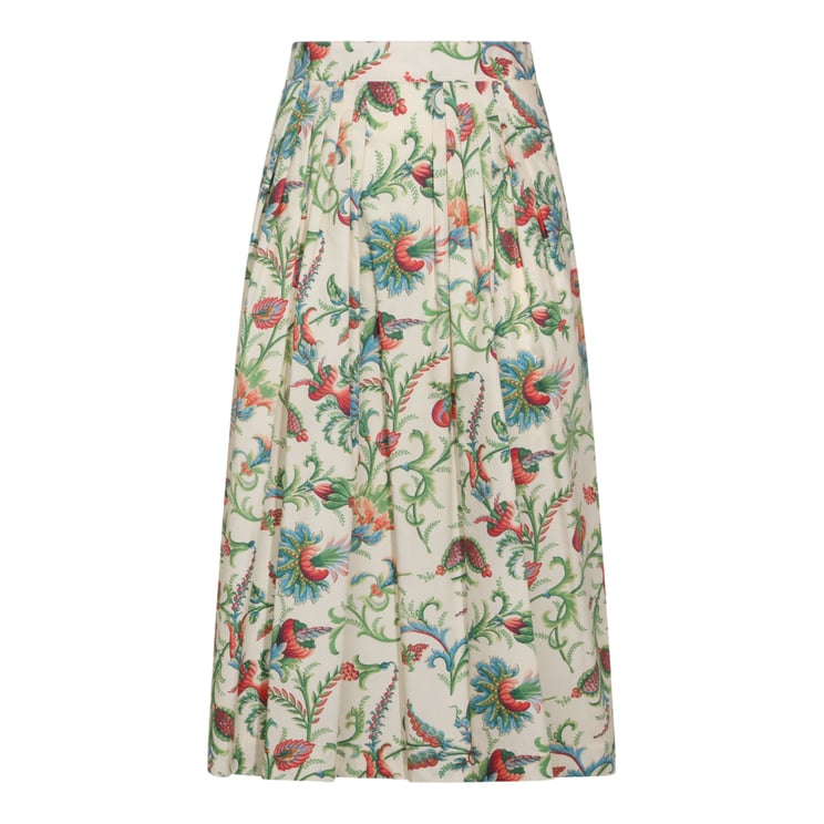 Etro Floral Pleated Midi Skirt