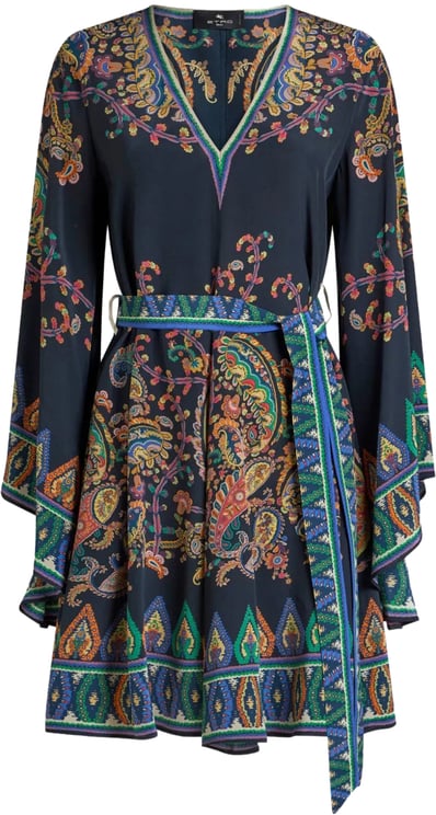 Etro mini blouson dress with belt divers