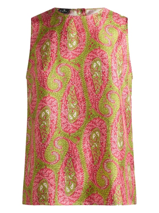 Etro Multicolor Paisley Foliage Pattern Top