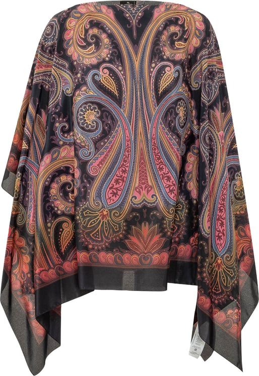 Etro Poncho con Motivo Animalier e Floreale