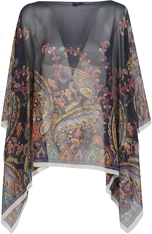 Etro Paisley Poncho Blue